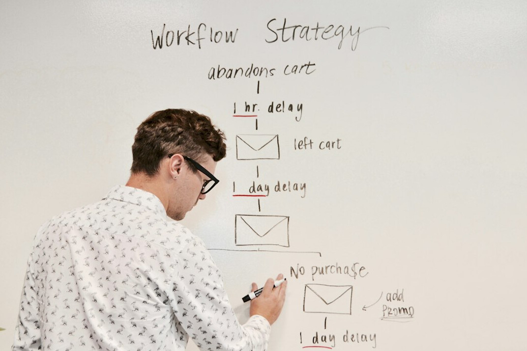 man presenting business strategy