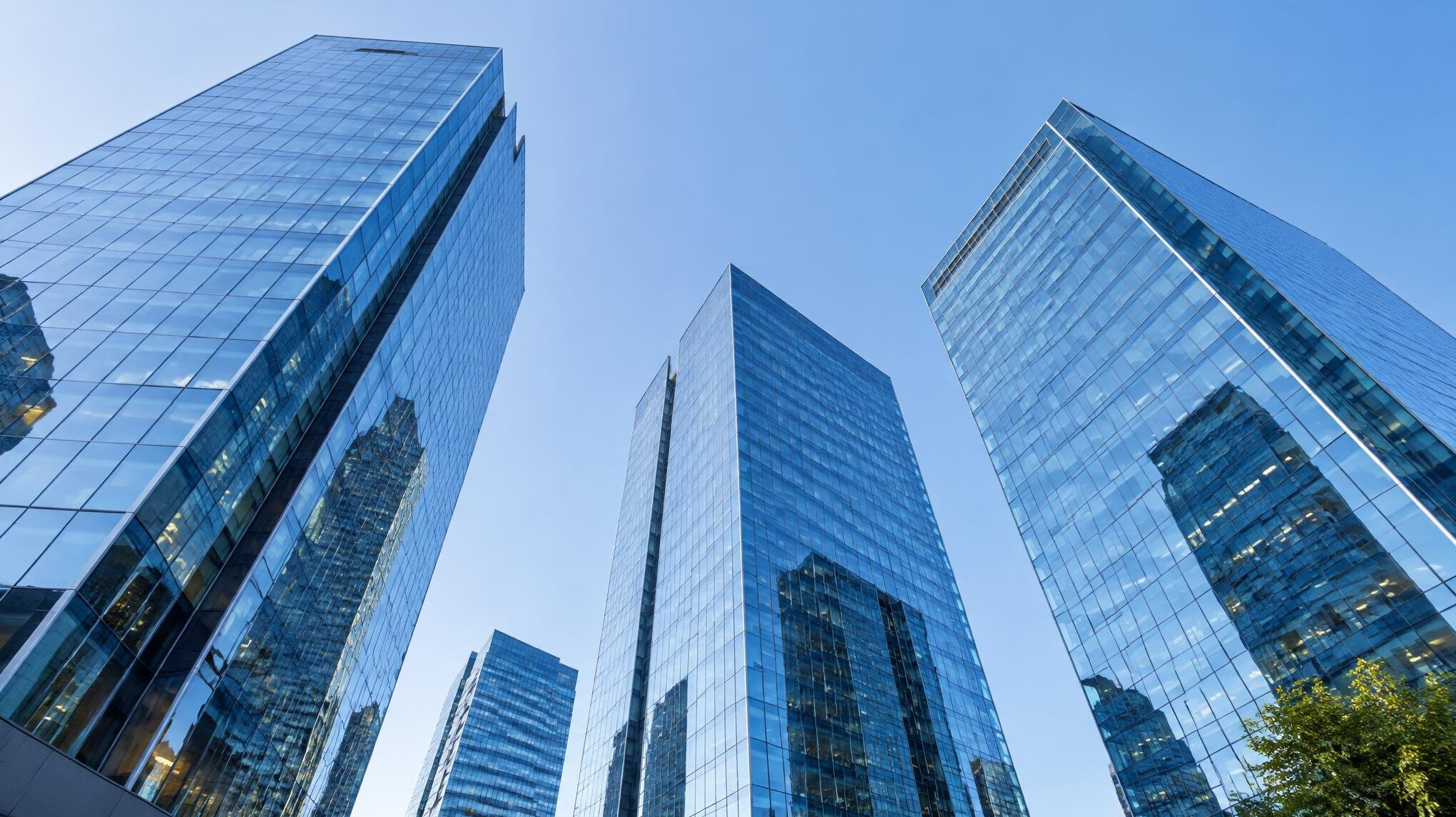 Glass high-rise office buildings against the sky