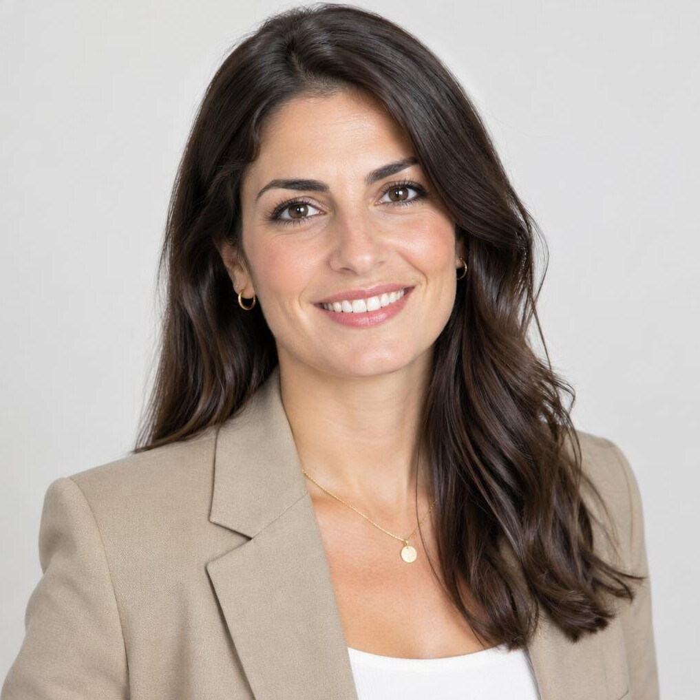 Studio portrait of a Southern European businesswoman in her 30s
